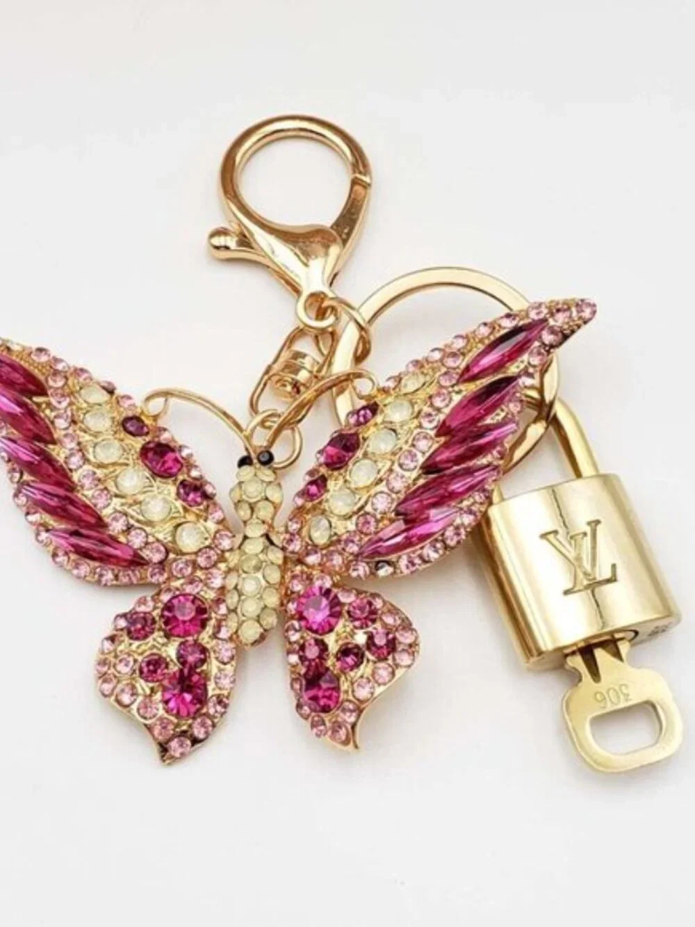 Authentic Louis Vuitton Padlock Gold🔒Key Set + Unbranded Butterfly Charm
